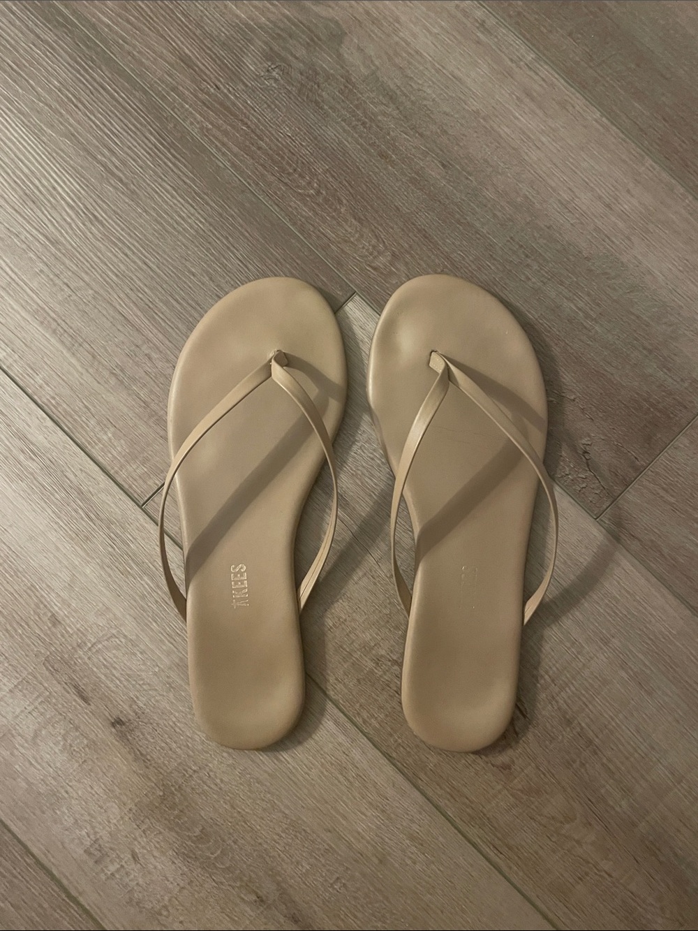 TKEES Nude/Taupe Minimal Thin-Strap Flip Flop Sandals